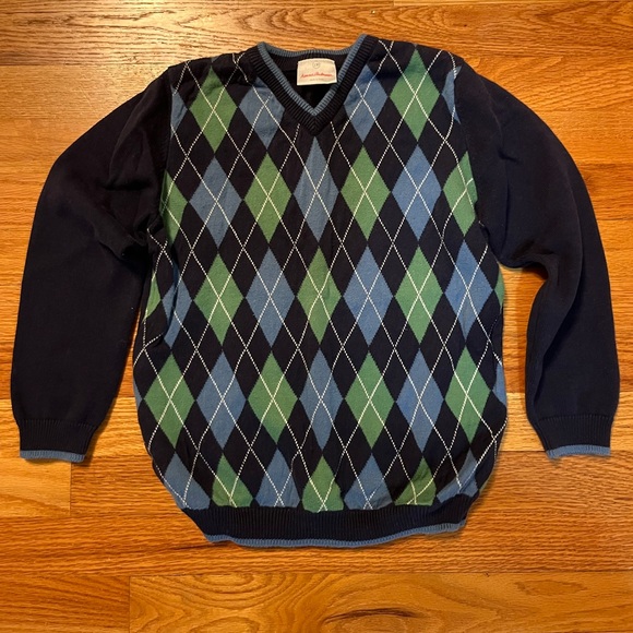 Hanna Andersson Blue Argyle Sweater Size 130 - Picture 1 of 3